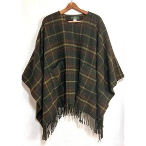 Vintage Orvis Jacket Womens M Tartan Wool Cape Poncho‎ Pockets USA Celtic k